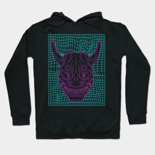 Aesthetic Synthwave Neon Pink Oni Demon Hoodie